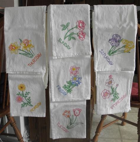 Flower Days Of The Week Flour Sack Towel Set 7 Towels Etsy Tea