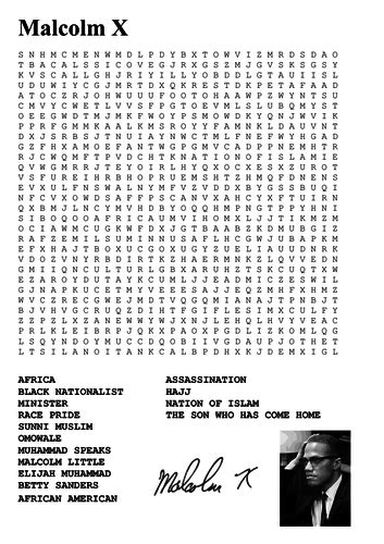 Malcolm X Word Search By Sfy773 Teaching Resources