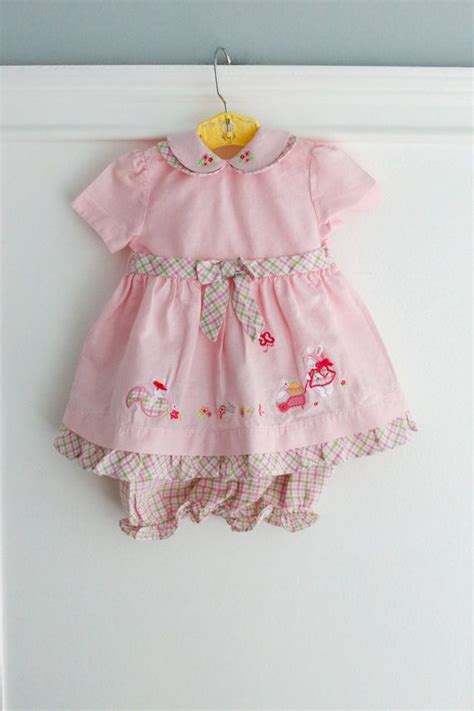 6 9 Months Pink Baby Dress And Bloomer Set Easter Bunny And Etsy