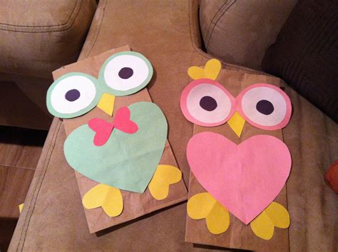 Owl valentines bags Valentinstag aktivitäten Basteln Valentinstag ideen