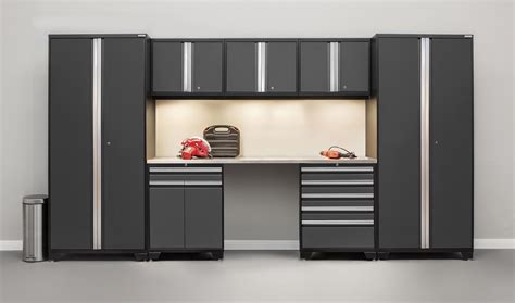 Newage Products Pro Series Piece Garage Storage Cabinet Set With Stainless Steel Worktop