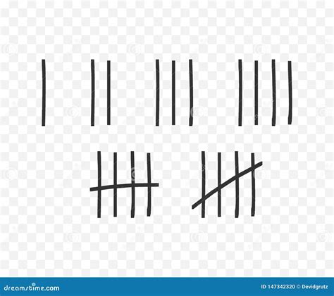 Tally Marks On The Wall Isolated Counting Characters Vector Stock