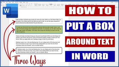 In Word How To Put A Box Around Text 3 X Ways Microsoft Word