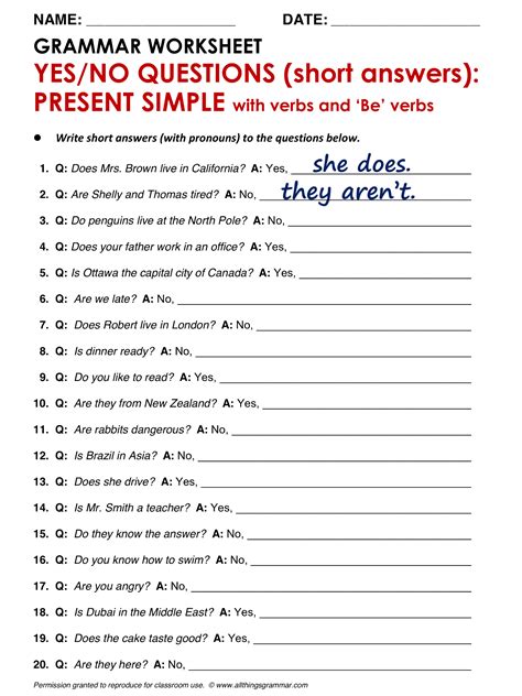 English Grammar Yesno Questions Present Simple Allthingsgrammar