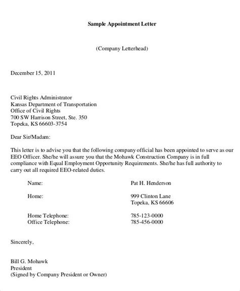 Instead of saying that your company has created databases, explain that you build. 8+ Company Appointment Letter Templates - Samples ...