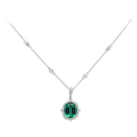 Sleek 10 Carat Tourmaline And Diamond Enhancer Necklace For Sale At 1stdibs