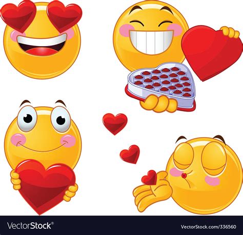 Set Valentines Smileys Emoticons Royalty Free Vector Image