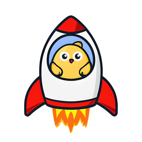 Chibi Kawaii Chicken In A Rocket · Creative Fabrica