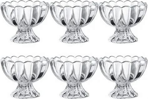 crystal cut flower shaped glass ice cream bowl set of 6 pieces at rs 80 piece bowl set in