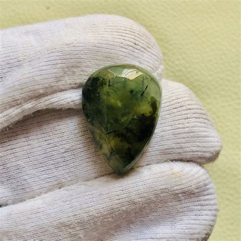 Aaa Quality Prehnite Natural Gemstone Green Prehnite Pear Cabochon