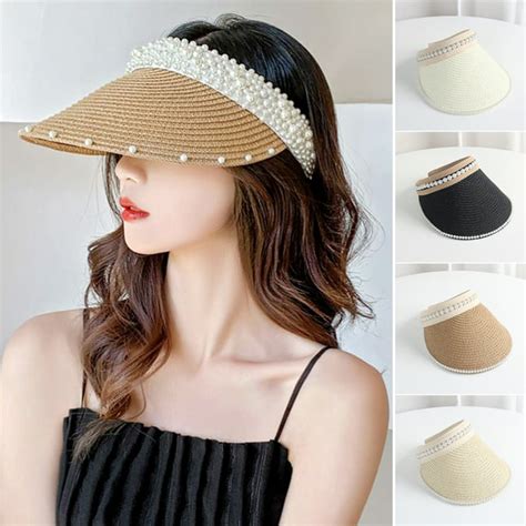 Vnanda Sun Visor Hats For Women Wide Brim Straw Visors Womens Foldable