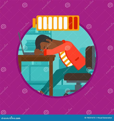 Man Sleeping On Workplace Vector Illustration Stock Vector