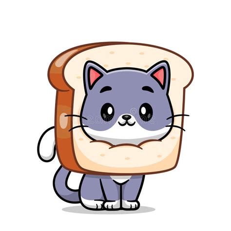 Cute Cat In Bread Cartoon Vector Icon Illustration Animal Food Icon