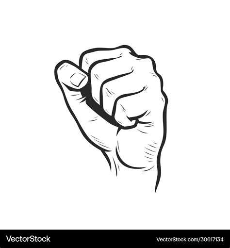 Clenched Fist In Protest Sketch Royalty Free Vector Image