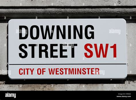 Road Sign For Downing Street In Postcode Sw1 City Of Westminster