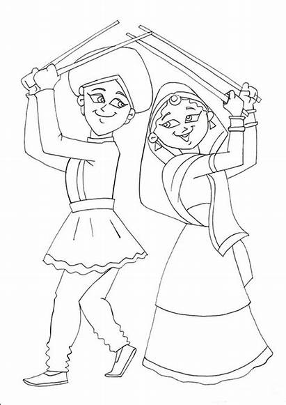 Navratri Drawing Coloring Pages Colouring Dussehra Festival