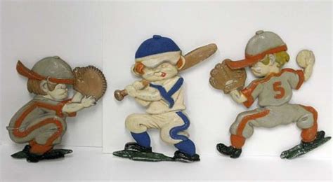 Vintage Baseball Players Figure Sexton Metal Wall Art 169170674