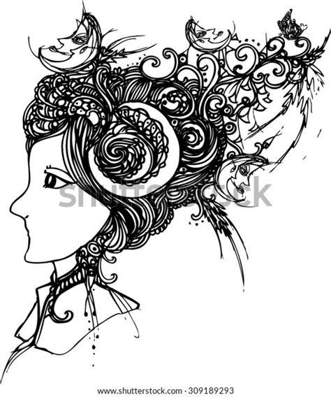 Hand Draw Woman Image Line Art Stock Vector Royalty Free 309189293