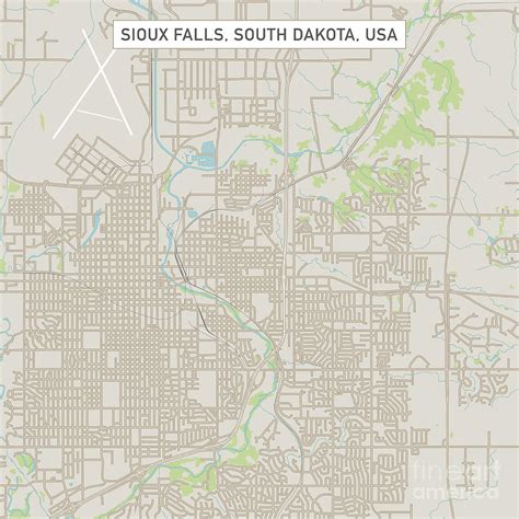 Sioux Falls South Dakota Us City Street Map Digital Art By Frank