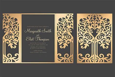 SVG Tree Gate fold wedding invitation , 5x7, Cricut Template