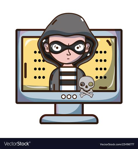 Cybersecurity Threat Cartoon Royalty Free Vector Image