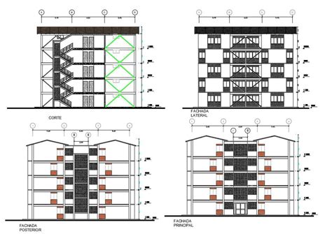 4 Storey Apartment House Building Elevation Design Dwg Cadbull Images