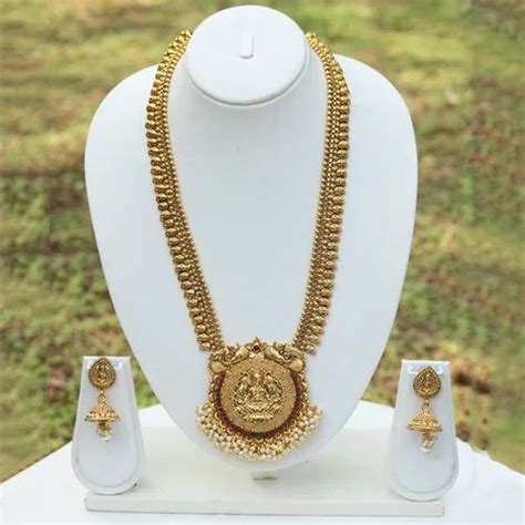 Traditional Gold Plated Long Necklace Set गोल्ड प्लेटेड नेकलेस सेट