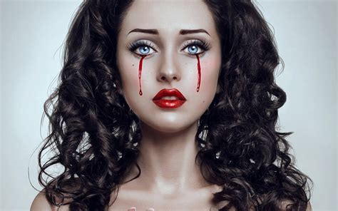 720p Free Download Sadness Model Woman Blood Curls Fantasy Girl