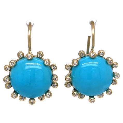 Stambolian Sleeping Beauty Turquoise Gold Drop Earrings For Sale At Stdibs