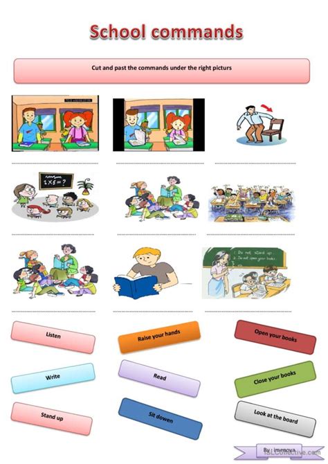 School Commands Vocabulary Flashcard English Esl Worksheets Pdf Doc