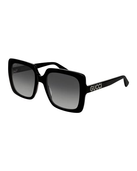 gucci square acetate sunglasses w swarovski crystal logo temples sunglasses swarovski