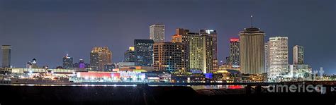 New Orleans Skyline At Night Pano Photograph By Bee Creek Photography
