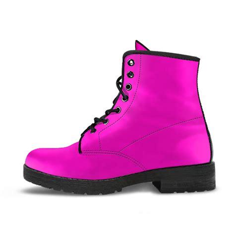 Combat Boots Womens Hot Pink Leather Boots Mothers Etsy