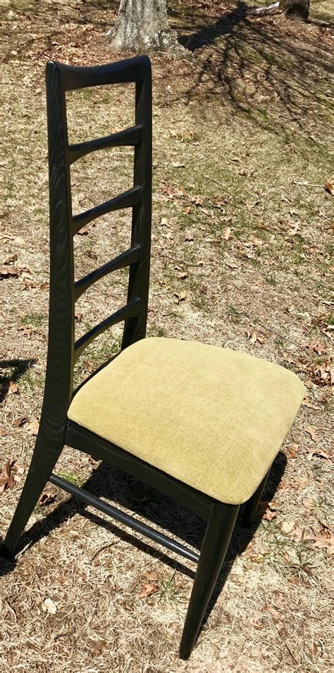 Timeless ladderback side chair streamlines modern and clean in basic, versatile black. Set of Four Mid Century Black Dining Chairs Ladder Back ...