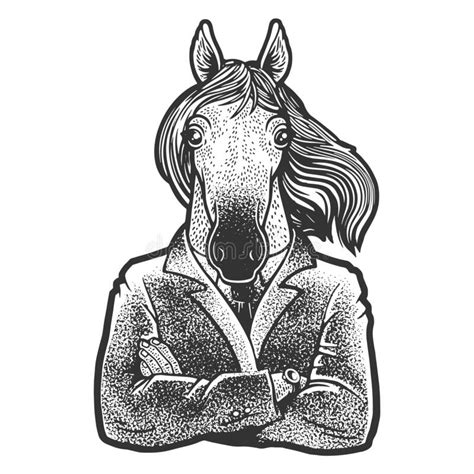 Horse Businessman Drinking Coffee 009 Stock Vector Illustration Of