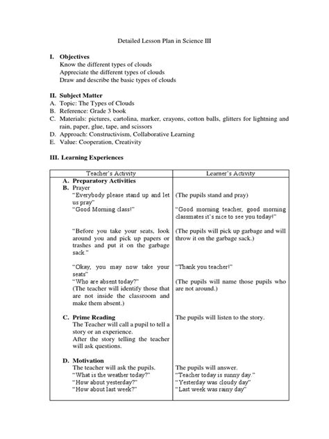 Detailed Lesson Plan In Science Iii Pdf Cloud Lesson Plan