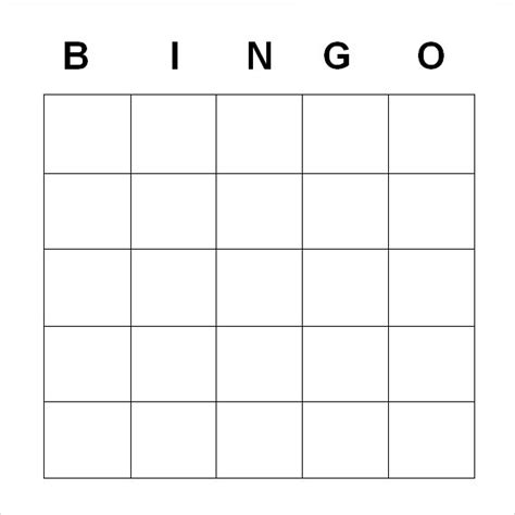 Blank Bingo Card Template Microsoft Word