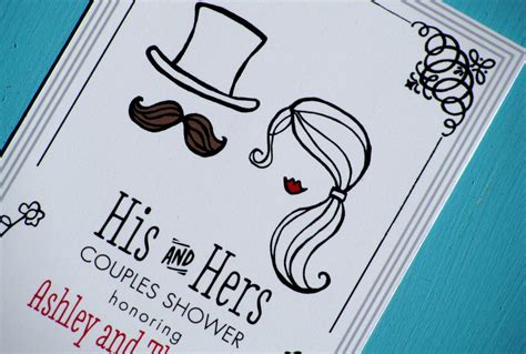 His And Hers Illustrated Wedding Couples Shower Invites