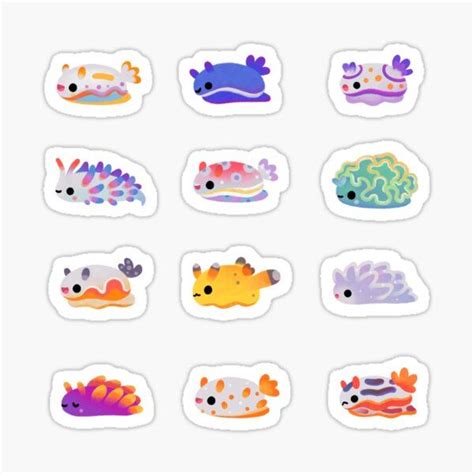 Sea Slug Day Sticker By Pikaole Redbubble Sea Slug Kawaii
