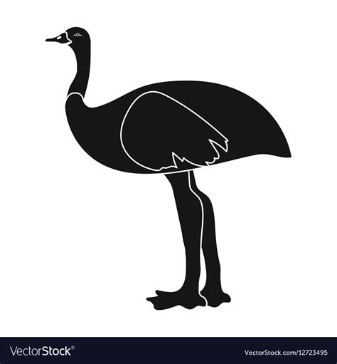 Emu Icon In Black Style Isolated On White Vector Image