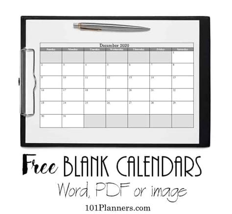 Printable Blank Calendar Templates Blank Calendars Free Printable