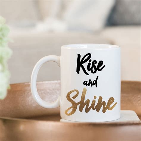 Coffee Mug Rise And Shine Coffee Mug Black And Gold Etsy Uk