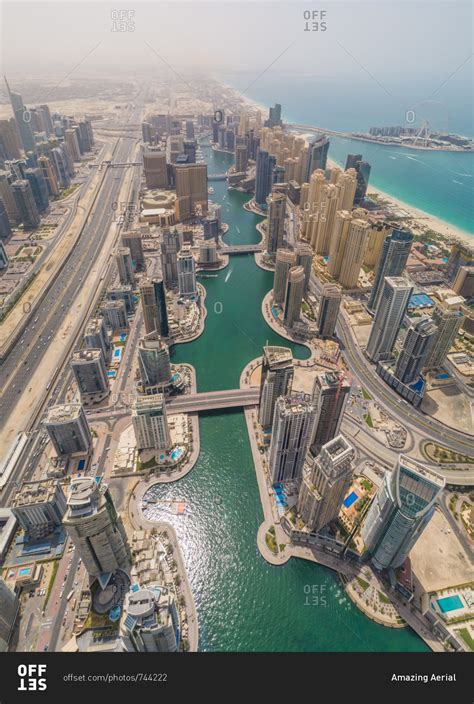 April 7 2018 Aerial View Of Dubai Marina And The Cityscape With