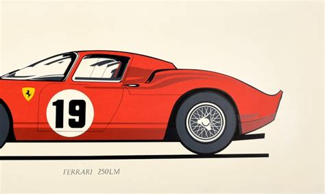 Original Vintage Ferrari 250lm Sports Car Advertising Poster Paris