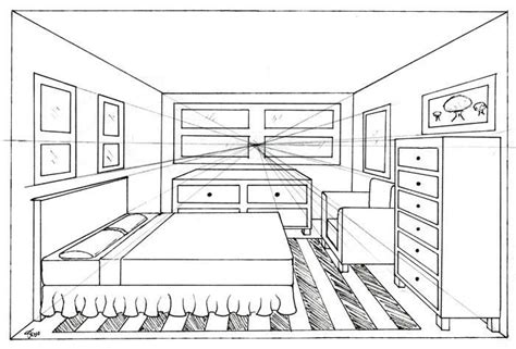 Bedroom 1 Point By Madhavi On Deviantart In 2020 Perspective Drawing