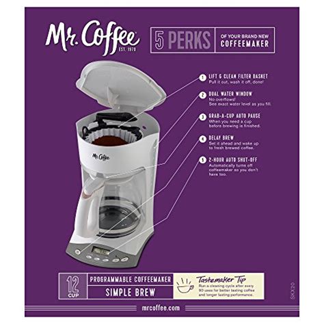 Mr Coffee 12 Cup Programmable Coffee Maker White Best Automatic