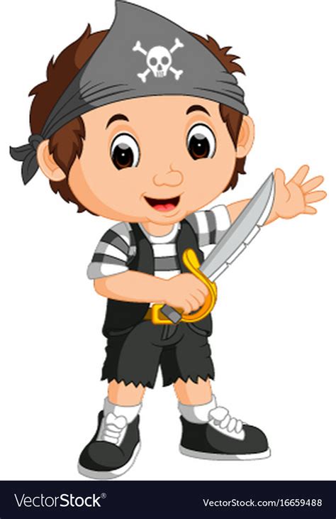 Kid Boy Pirate Cartoon Royalty Free Vector Image