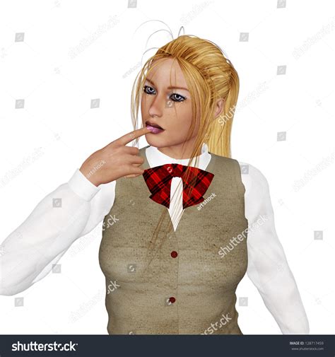 Digital Render Beautiful Blonde School Girl Stock Illustration