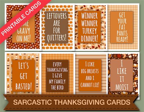 Printable Funny Thanksgiving Cards Sarcastic Thanksgiving Etsy