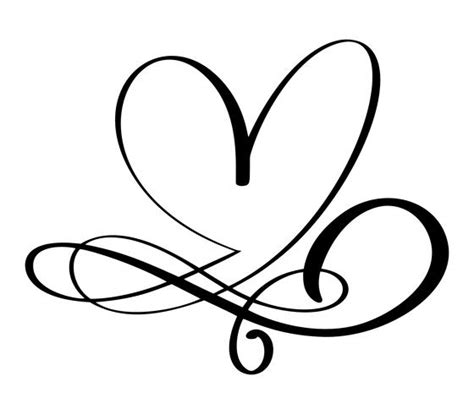 Hand Drawn Love Border Flourish Heart Separator Calligraphy Designer